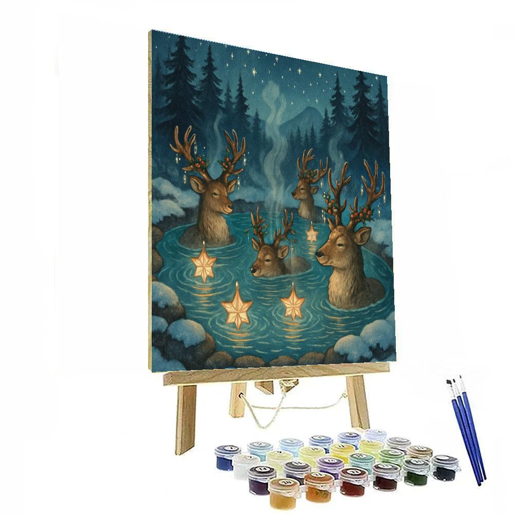 Reindeer Hot Springs Under Winter Constellations paint by numbers