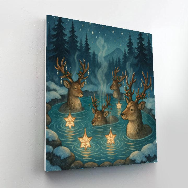 Reindeer Hot Springs Under Winter Constellations paint by numbers