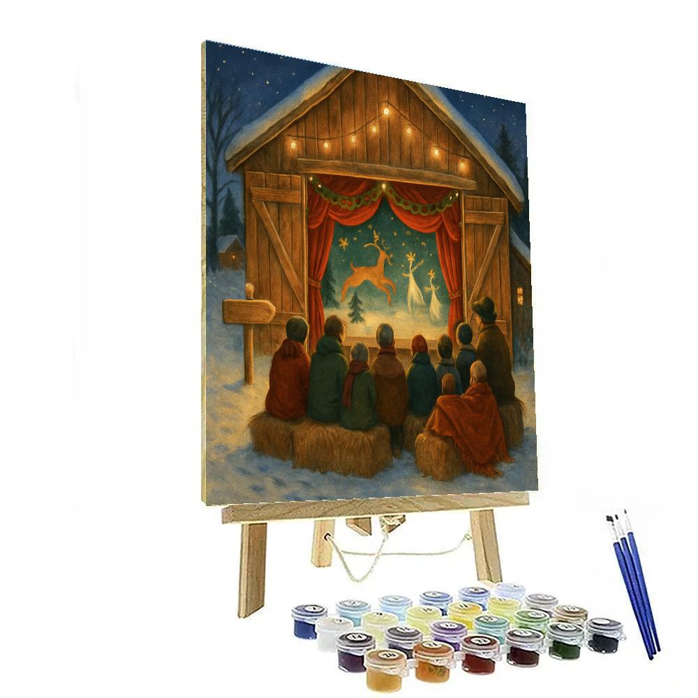 Holiday Puppet Show In The Snowbound Barn DIY paint by numbers