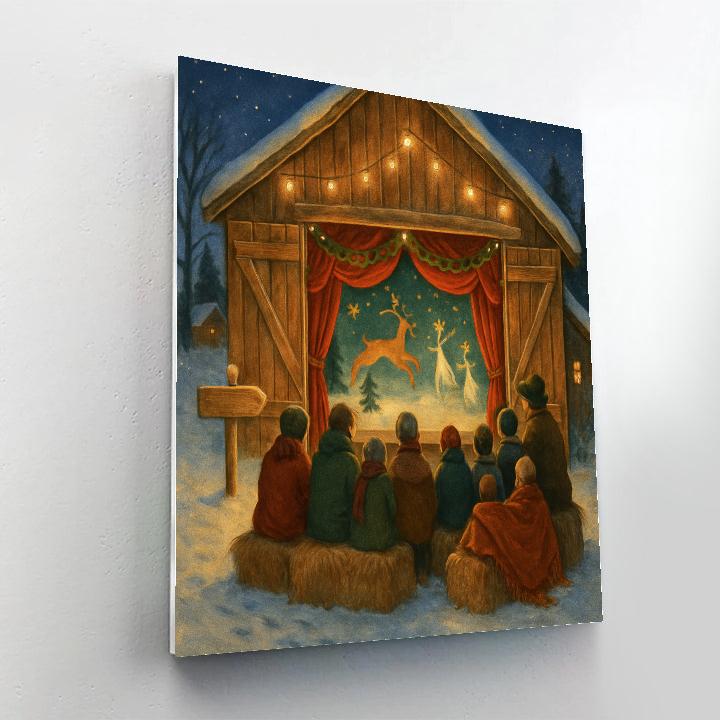 Holiday Puppet Show In The Snowbound Barn DIY paint by numbers