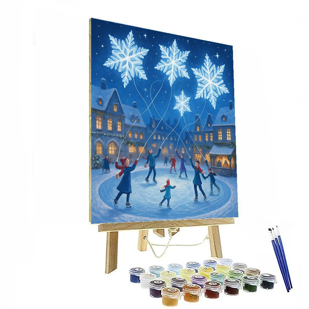 Winter Carousel Of Snowflake Kites paint by number