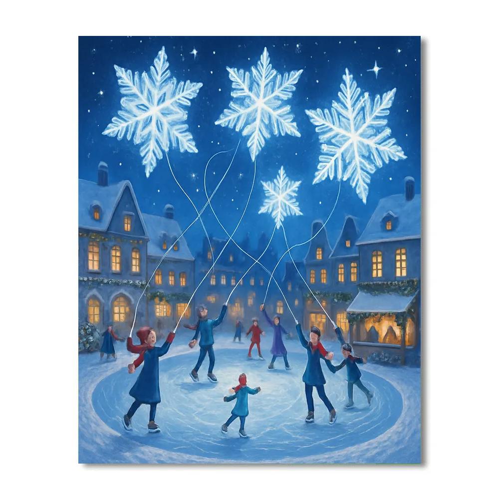 Winter Carousel Of Snowflake Kites paint by number