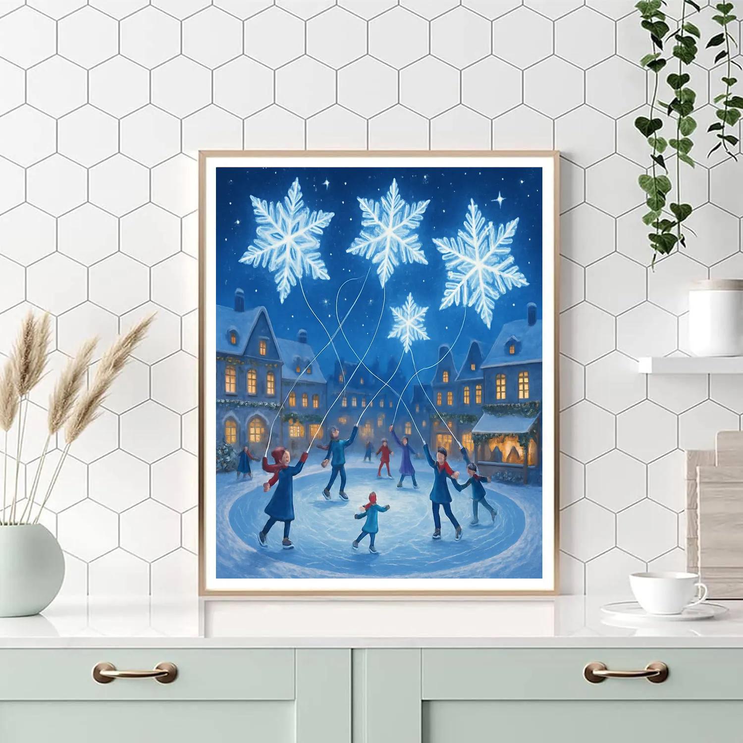 Winter Carousel Of Snowflake Kites paint by number