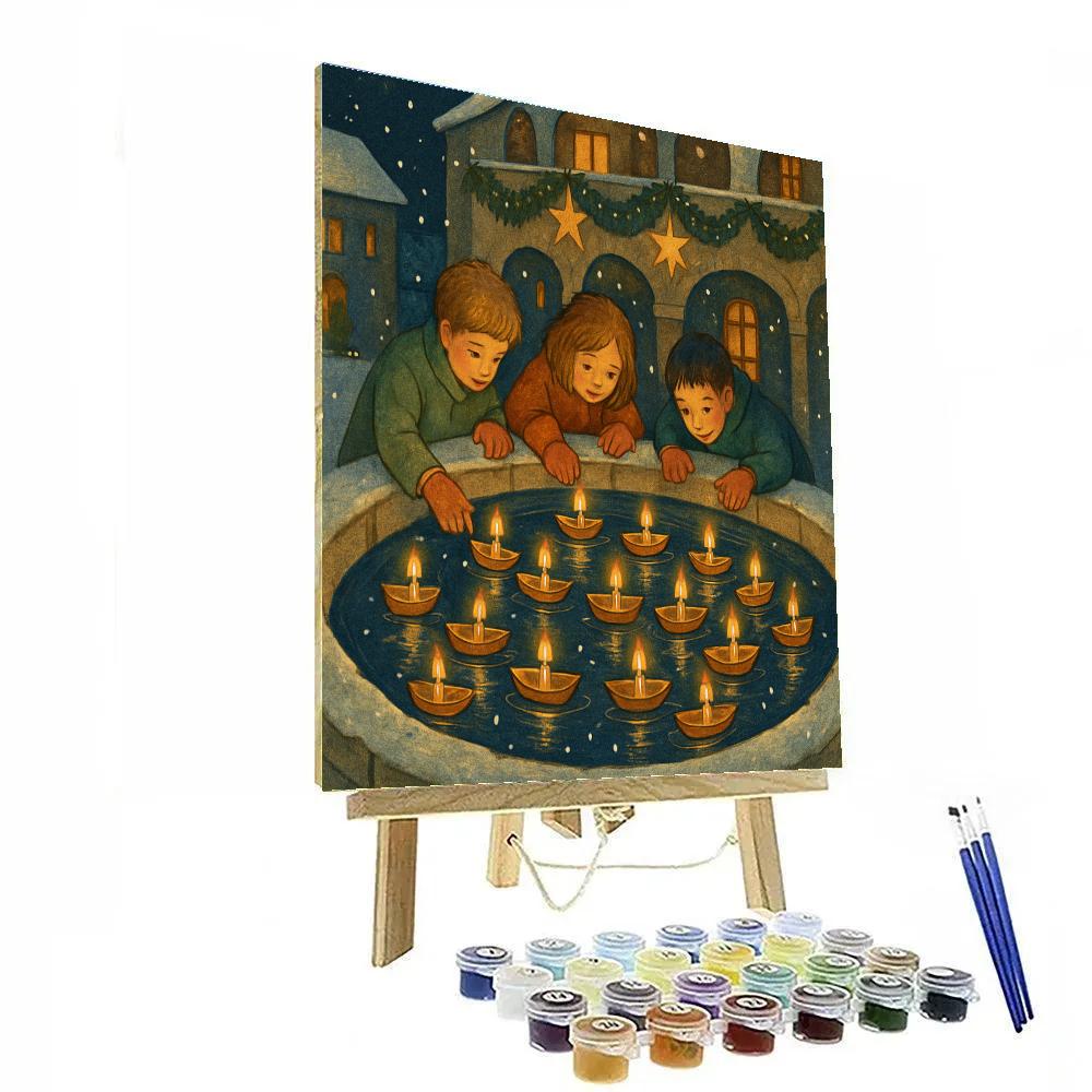 Holiday Carousel Of Candle Boats painting number kit