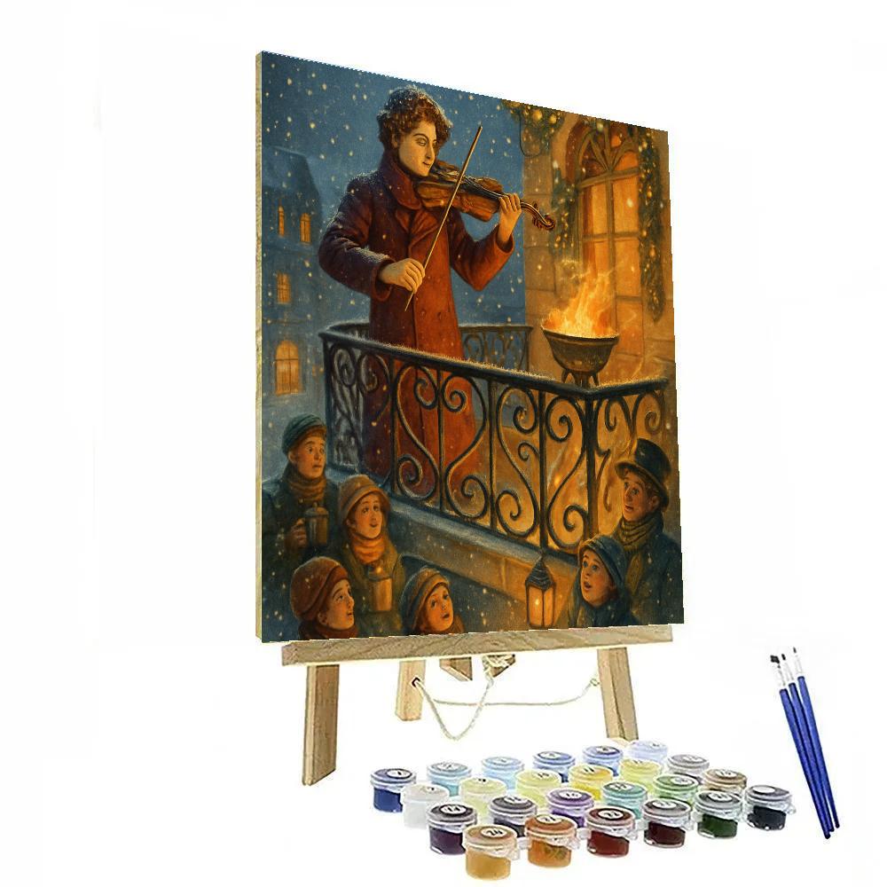 Snowy Violin Concert On The Frozen Balcony DIY paint by numbers