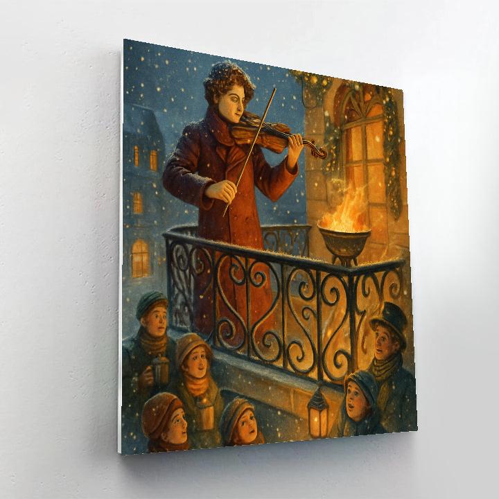 Snowy Violin Concert On The Frozen Balcony DIY paint by numbers