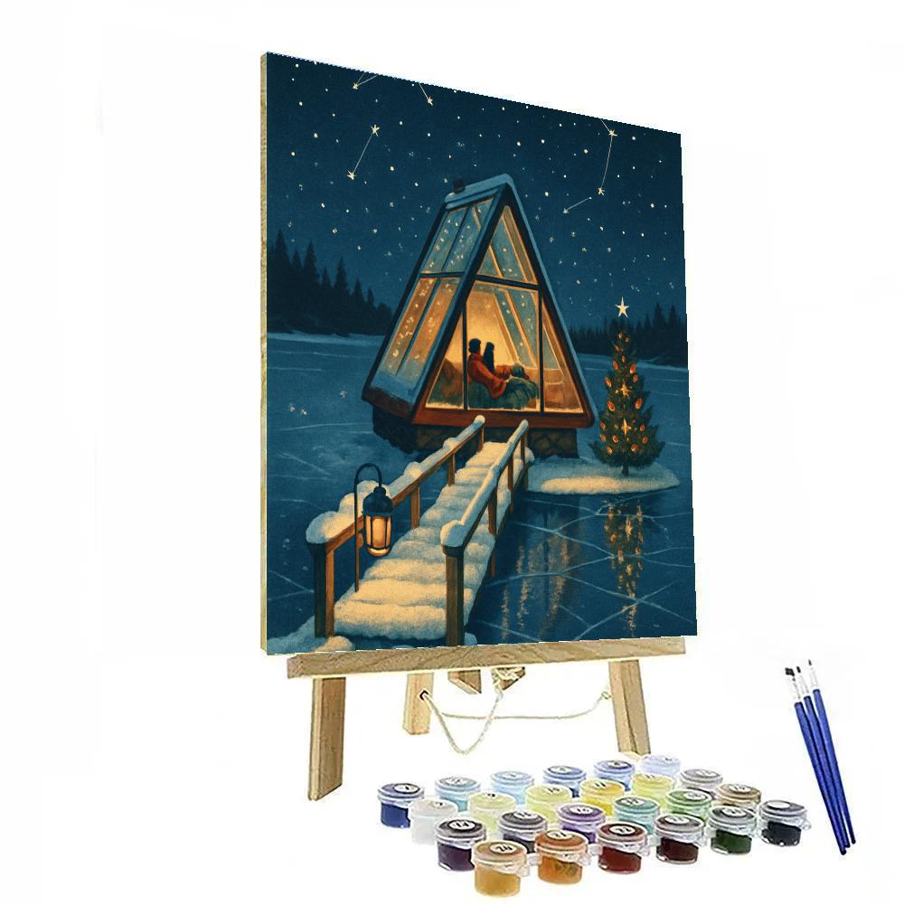 Frosty Stargazer Cabin On The Frozen Lake Numbered painting kits