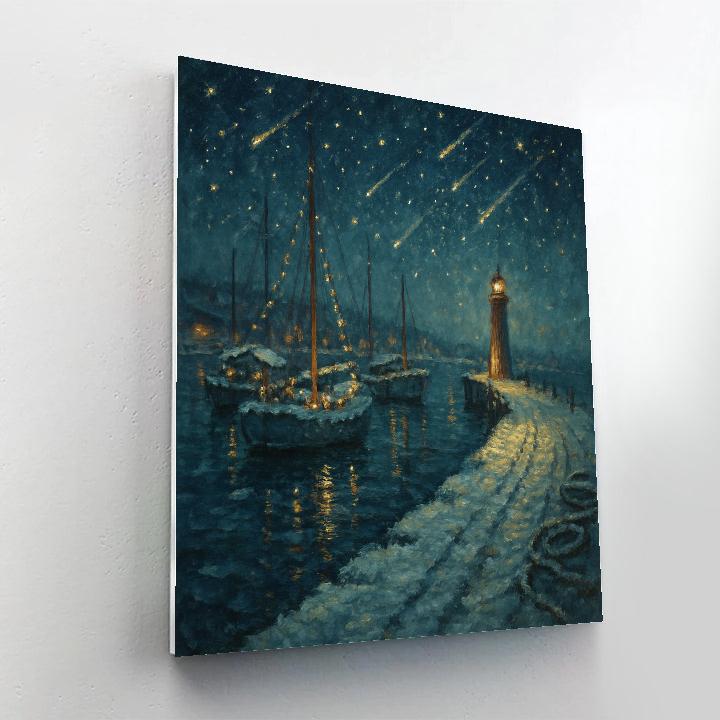 Christmas Starfall Over The Sleeping Harbor Numbered painting kits