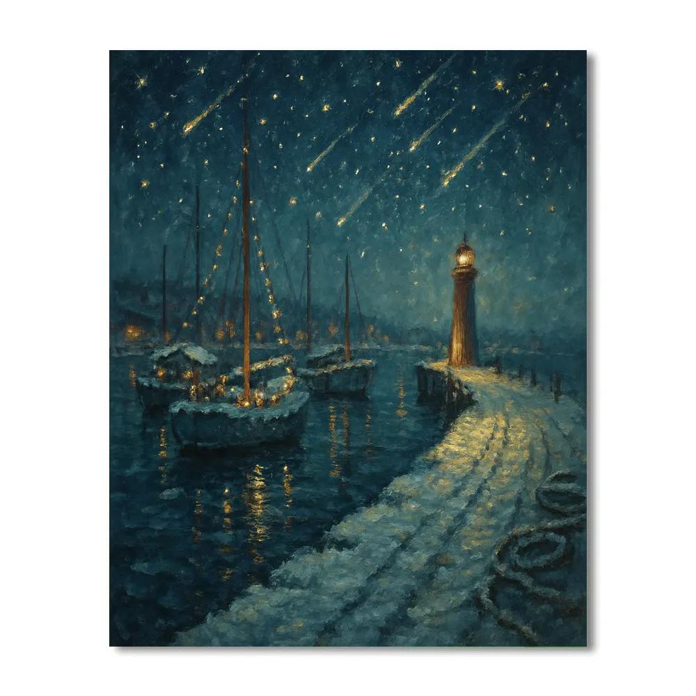 Christmas Starfall Over The Sleeping Harbor Numbered painting kits