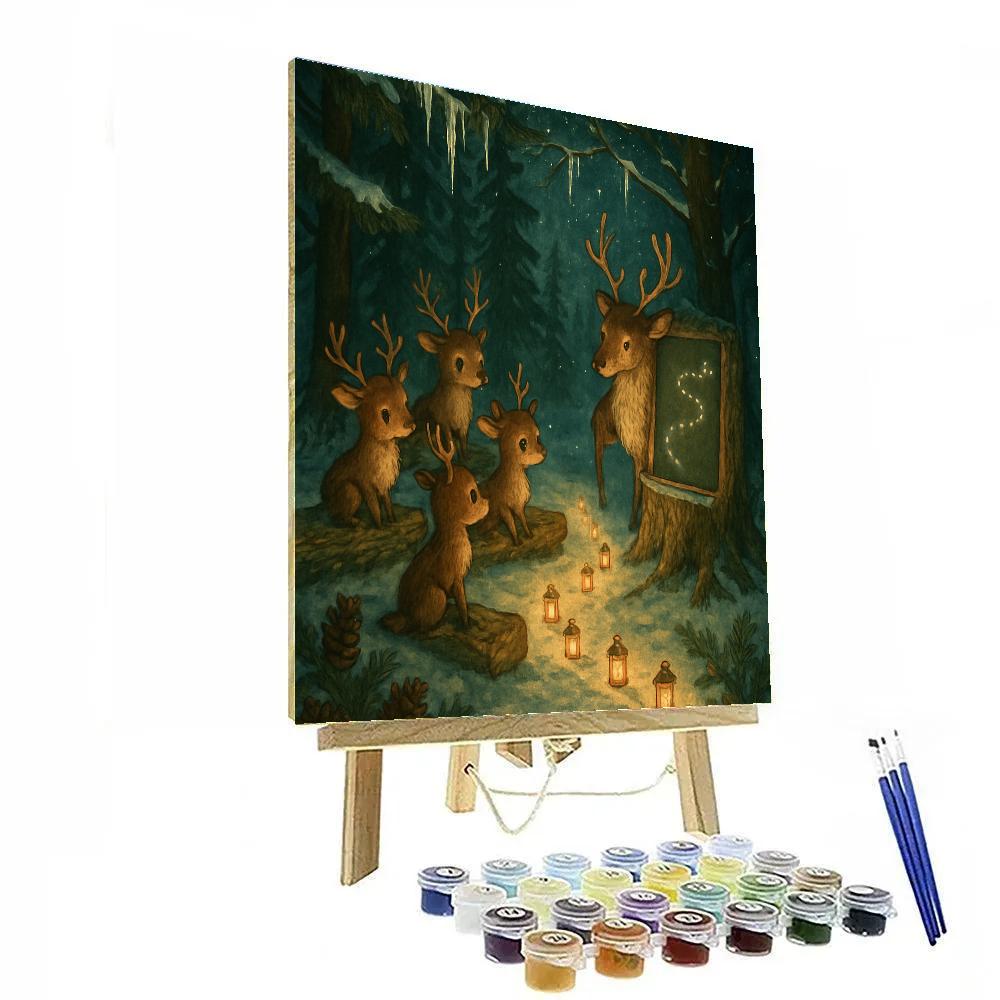 Reindeer Lantern School Beneath The Pines Paint by numbers art