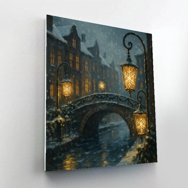 Snowflake Lantern Bridge In The Old Town paint by numbers
