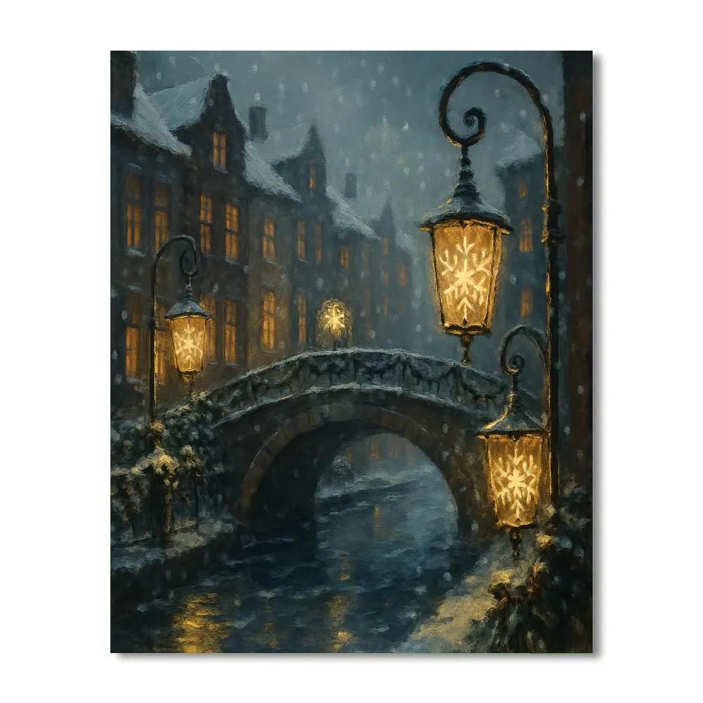 Snowflake Lantern Bridge In The Old Town paint by numbers