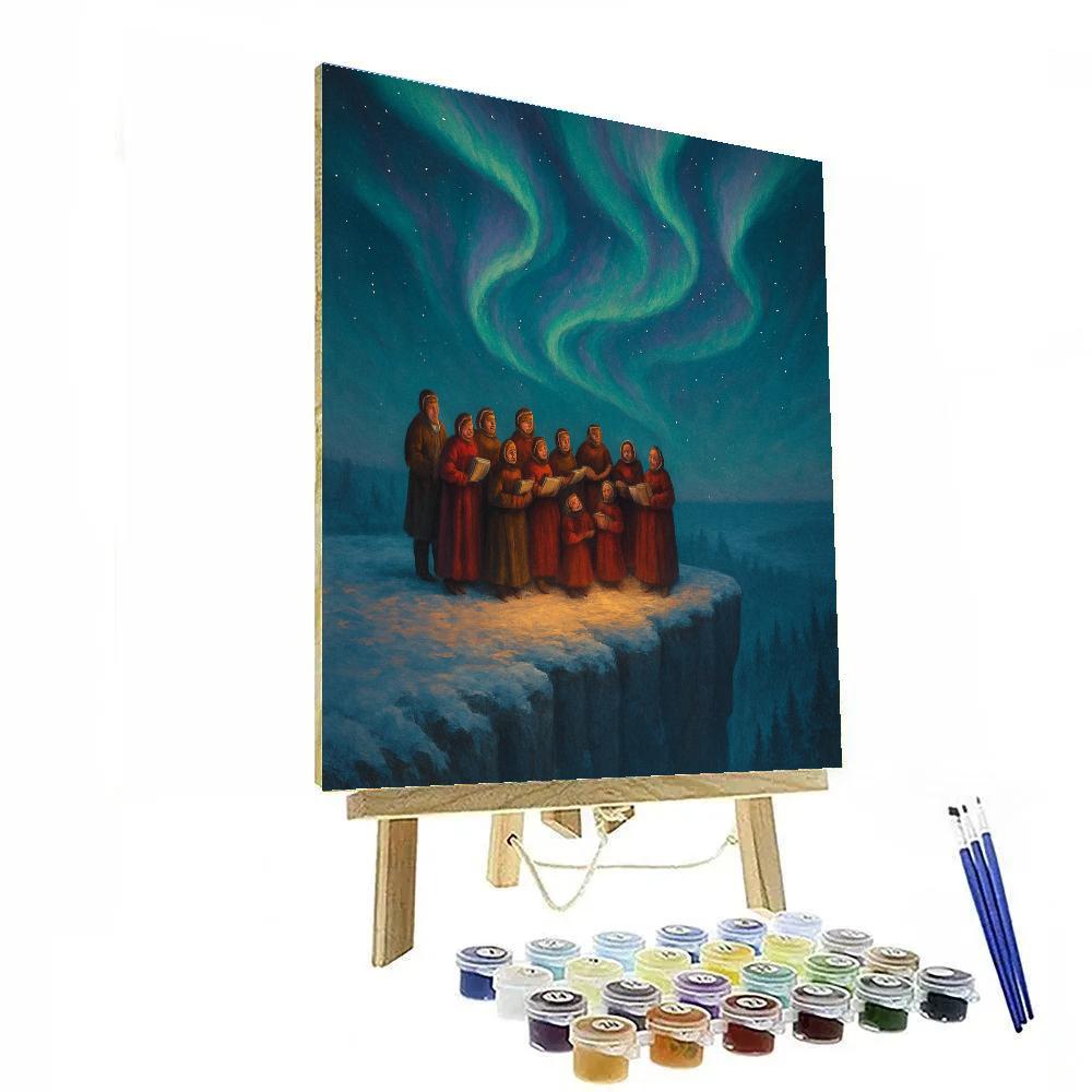 Aurora Choir On The Frozen Cliff Numbered painting kits