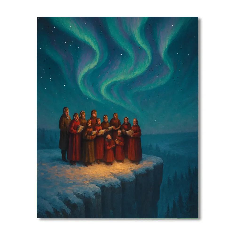 Aurora Choir On The Frozen Cliff Numbered painting kits
