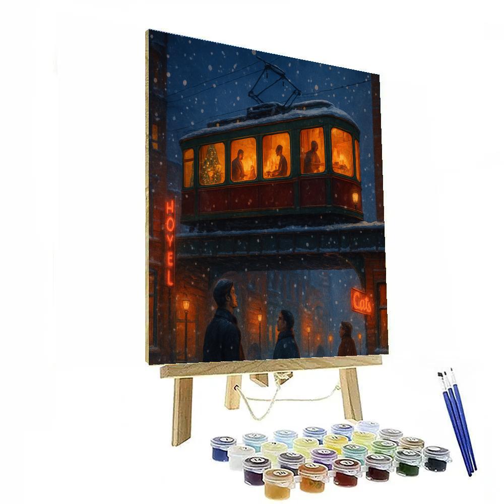 Christmas Window Train Above The City painting number kit