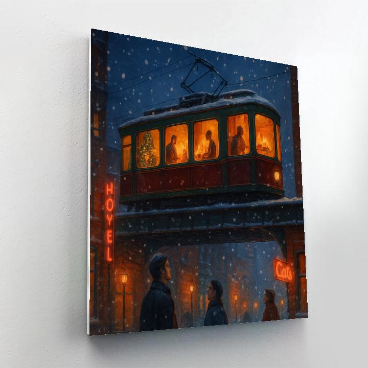Christmas Window Train Above The City painting number kit