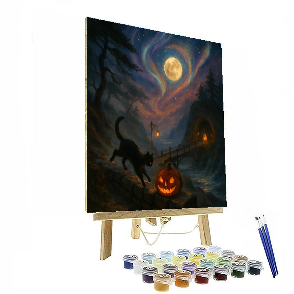 Aurora Lantern Cliffs On All Hallows Eve paint by number