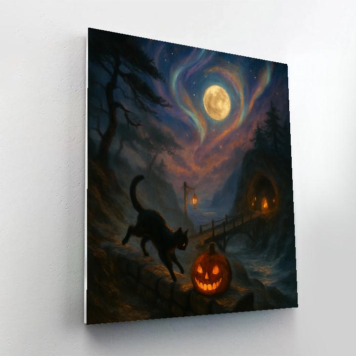 Aurora Lantern Cliffs On All Hallows Eve paint by number