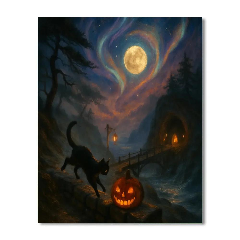 Aurora Lantern Cliffs On All Hallows Eve paint by number