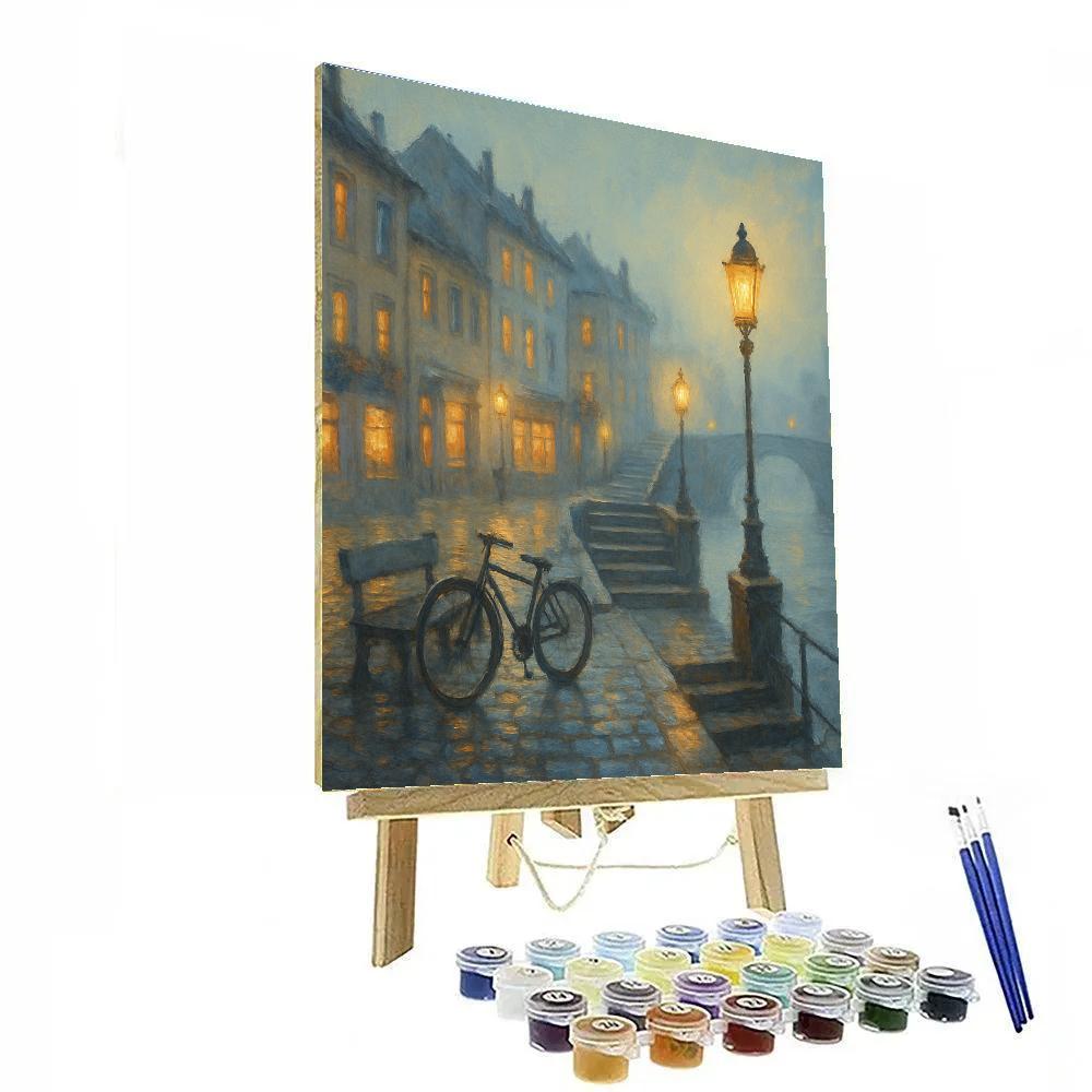 Lantern Mist Over The Riverside Steps paint by color