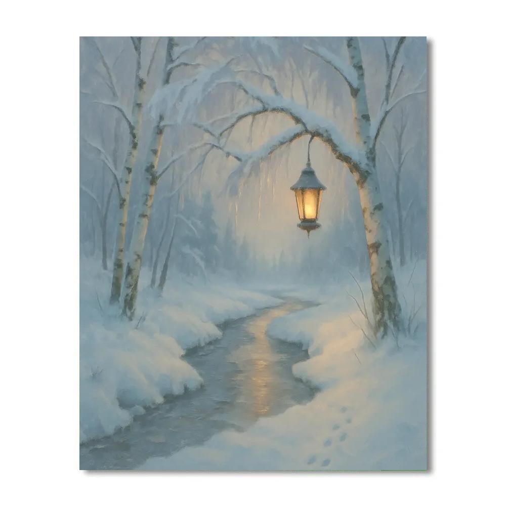 Lantern Glow Along The Birch Creek DIY paint by numbers