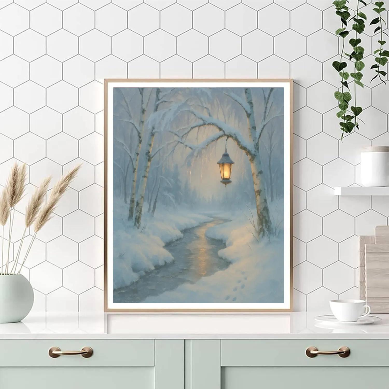 Lantern Glow Along The Birch Creek DIY paint by numbers