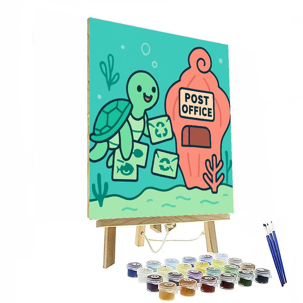 Coral Reef Post Office With Sea Turtle Mail Painting by numbers kit