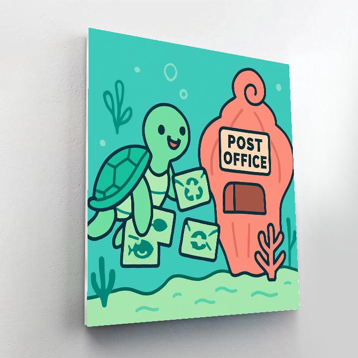 Coral Reef Post Office With Sea Turtle Mail Painting by numbers kit
