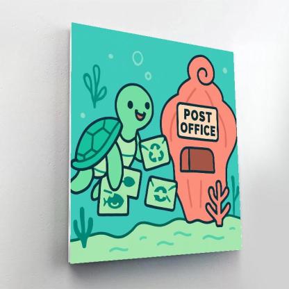 Coral Reef Post Office With Sea Turtle Mail Painting by numbers kit