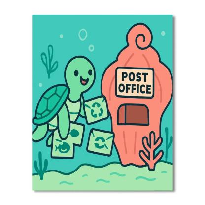 Coral Reef Post Office With Sea Turtle Mail Painting by numbers kit