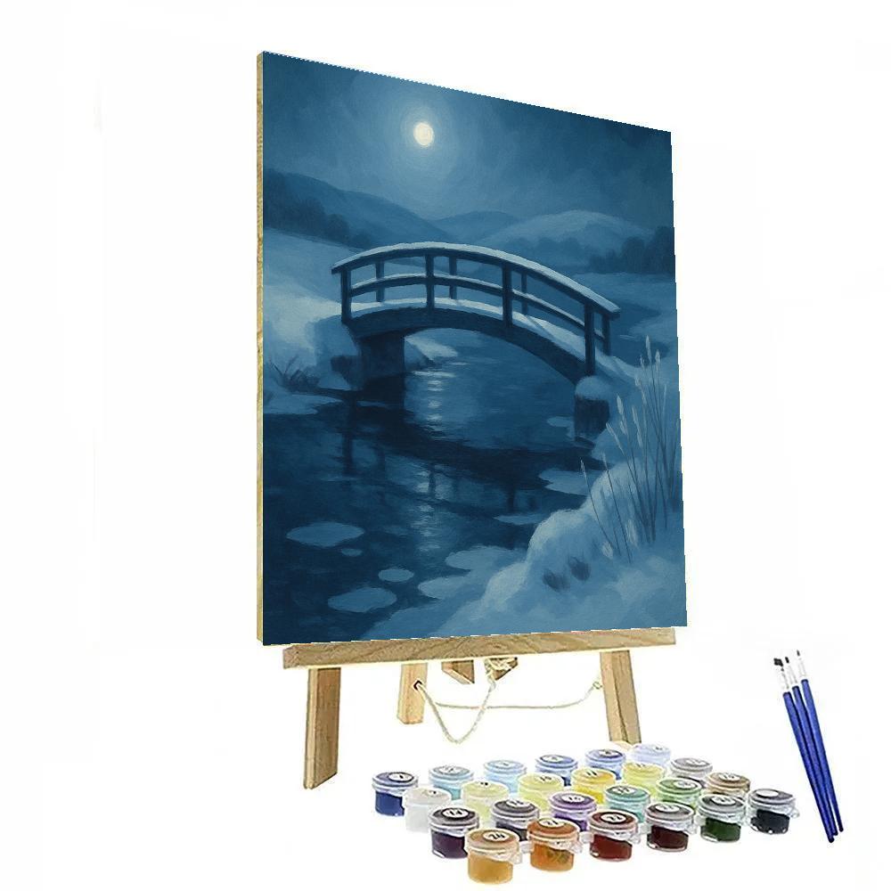 Moonlit Bridge Over Glassy Icewater Paint by numbers art
