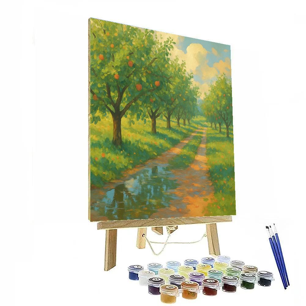 Sunlit Orchard Lane After Rain Paint by numbers art