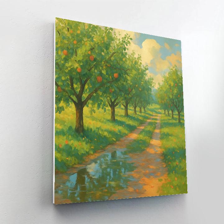Sunlit Orchard Lane After Rain Paint by numbers art