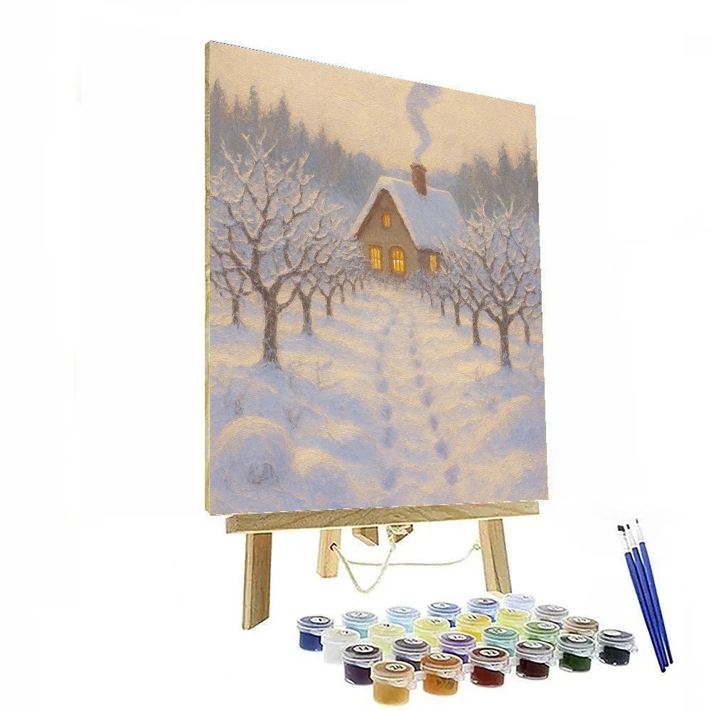 Cottage Hearth Beyond The Snowy Orchard paint by numbers