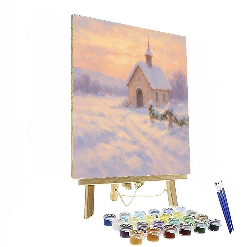 Sunrise Over The Quiet Snowfield Chapel painting number kit