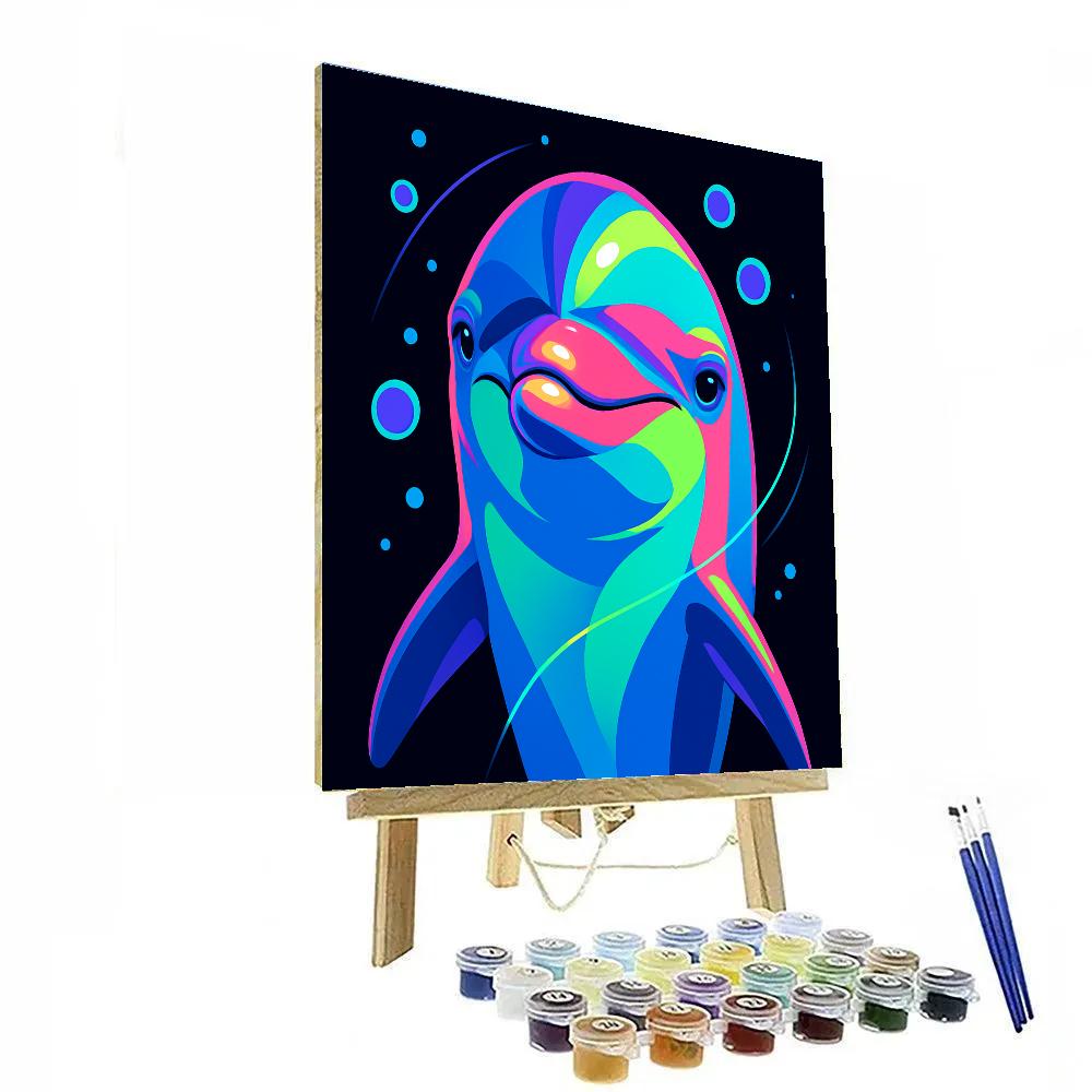 Neon Reef Dolphin Number painting