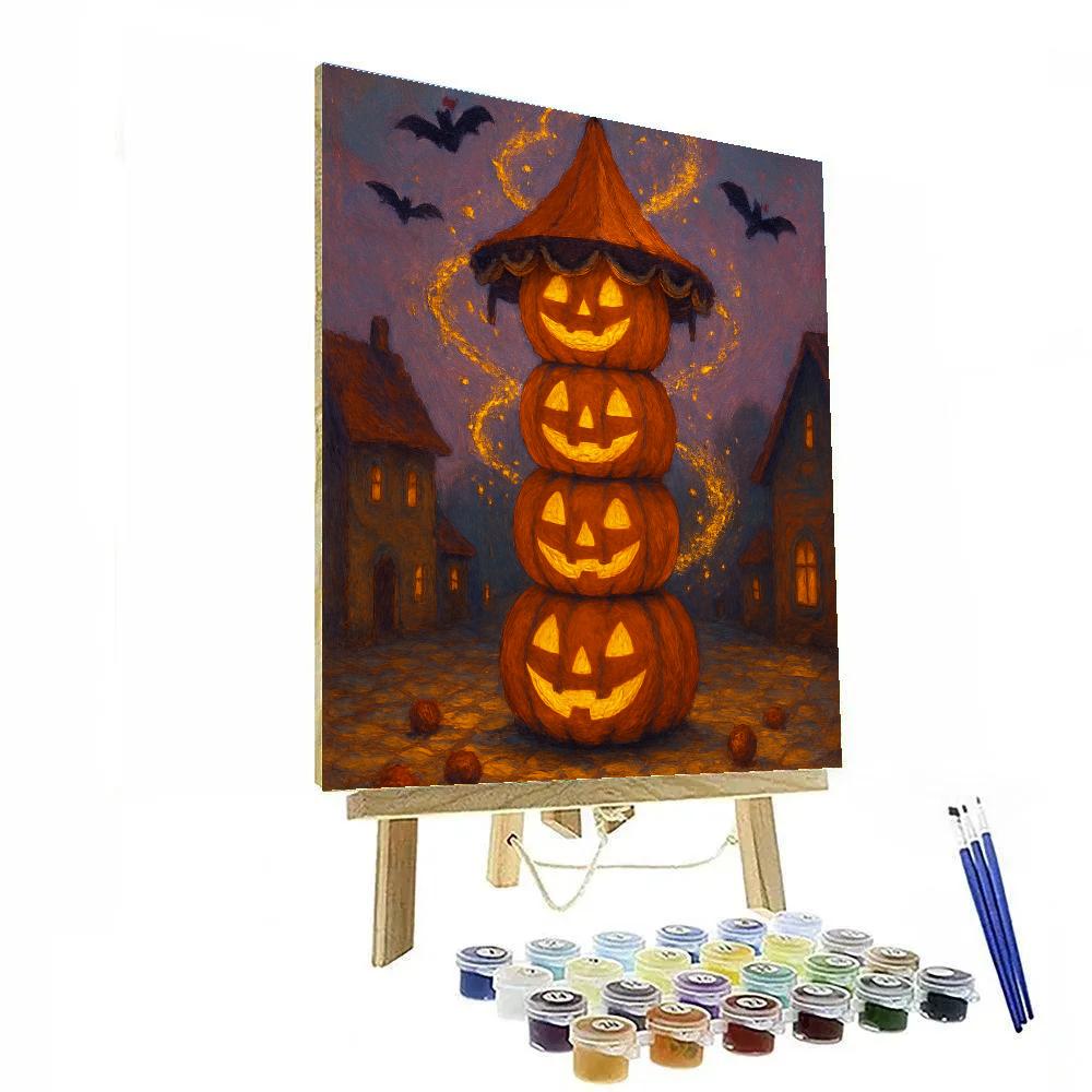 Stacked Lantern Pumpkins Carousel paint by color