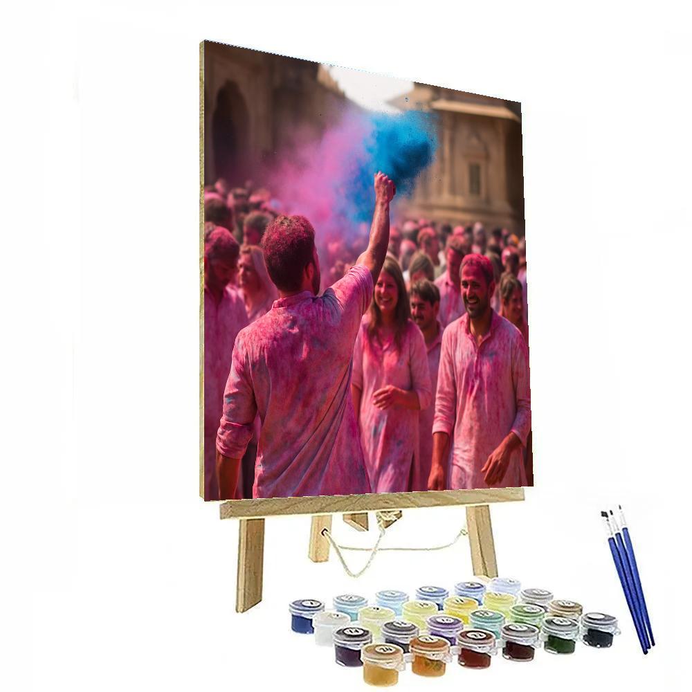 Holi Powder Burst At Mathura Temple Lane painting number kit