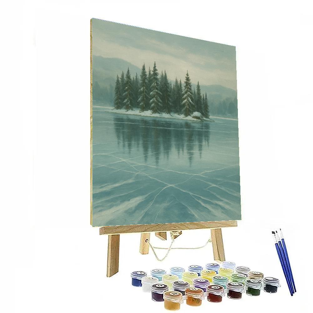 Frozen Lake With Cedar Reflections painting number kit
