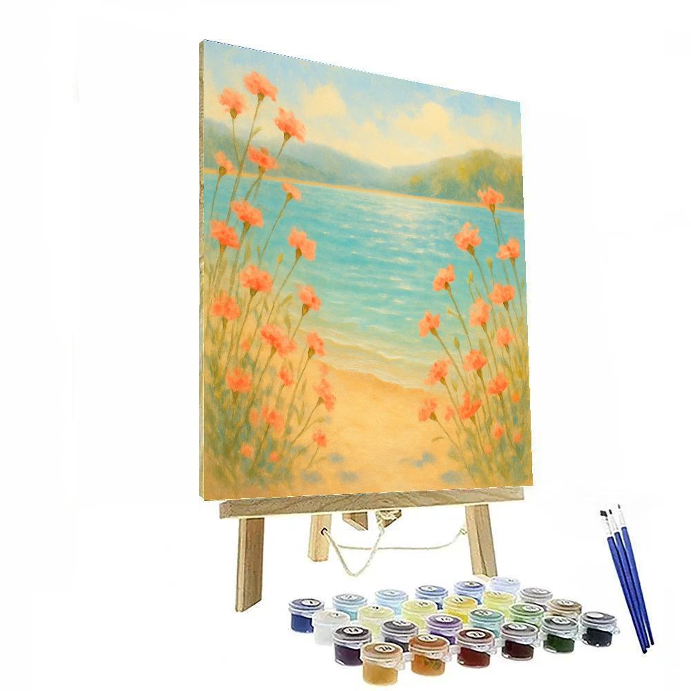 Wildflower Shoreline At Summer Breeze Lake Number painting