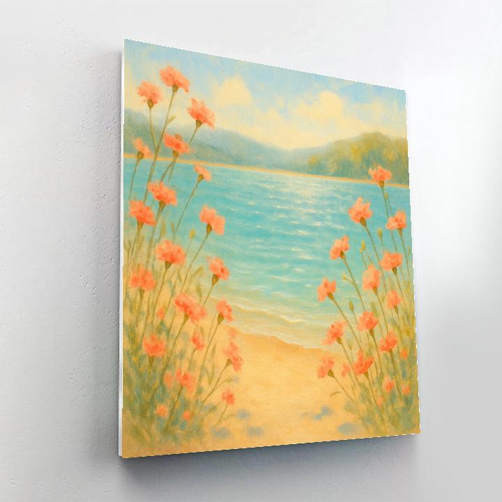 Wildflower Shoreline At Summer Breeze Lake Number painting