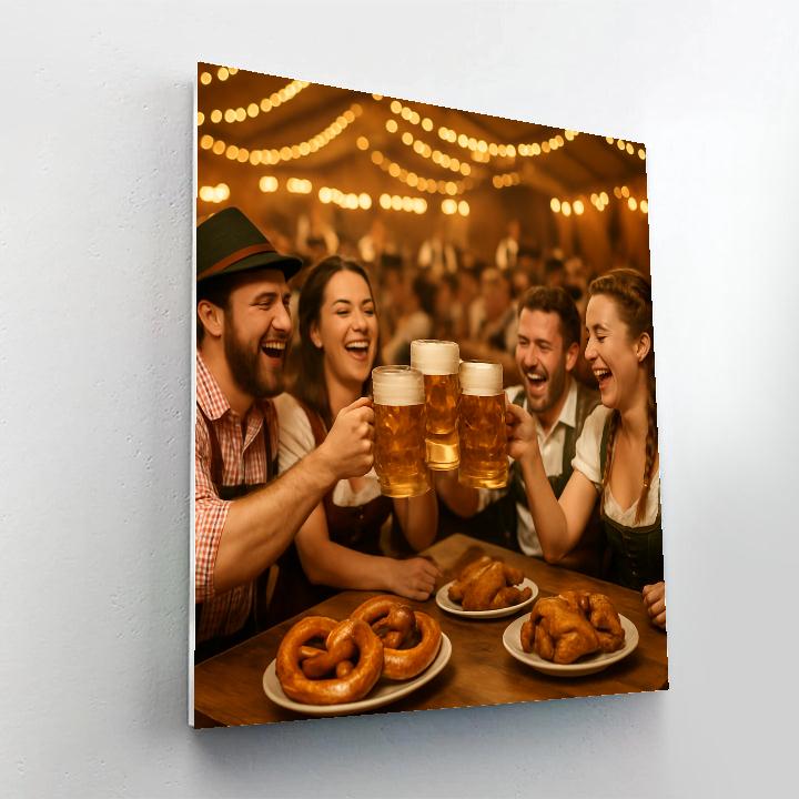 Oktoberfest Beer Tent Toast In Munich Number painting