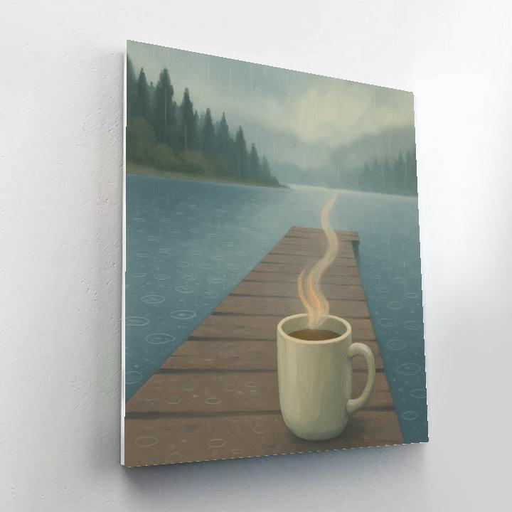 Rainy Day Dock With Steaming Tea Paint by numbers kits