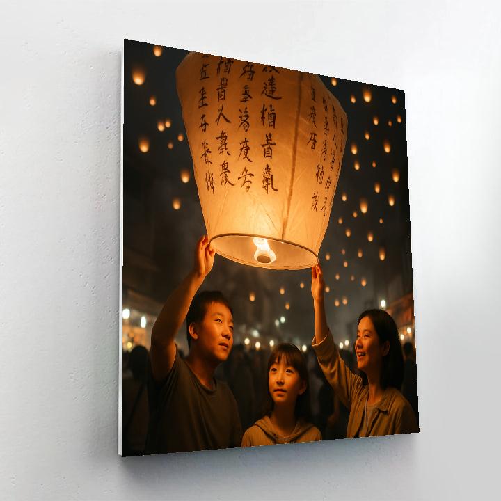 Lantern Release At Pingxi Sky Lantern Festival Painting by numbers kit