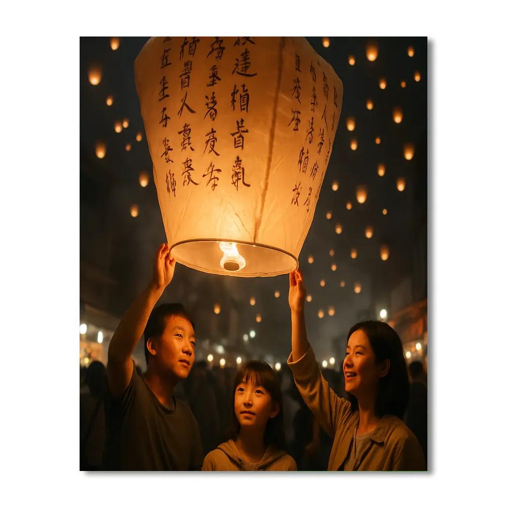 Lantern Release At Pingxi Sky Lantern Festival Painting by numbers kit