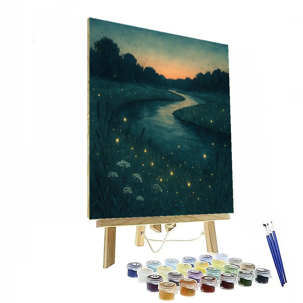 Riverbend Meadow With Firefly Glow DIY paint by numbers