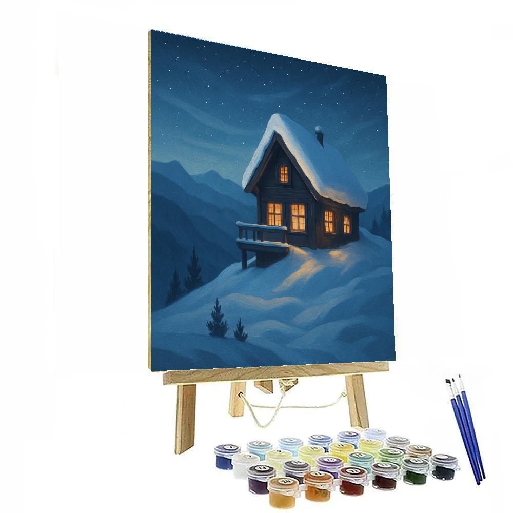 Mountain Chalet Beneath Falling Star Haze DIY paint by numbers