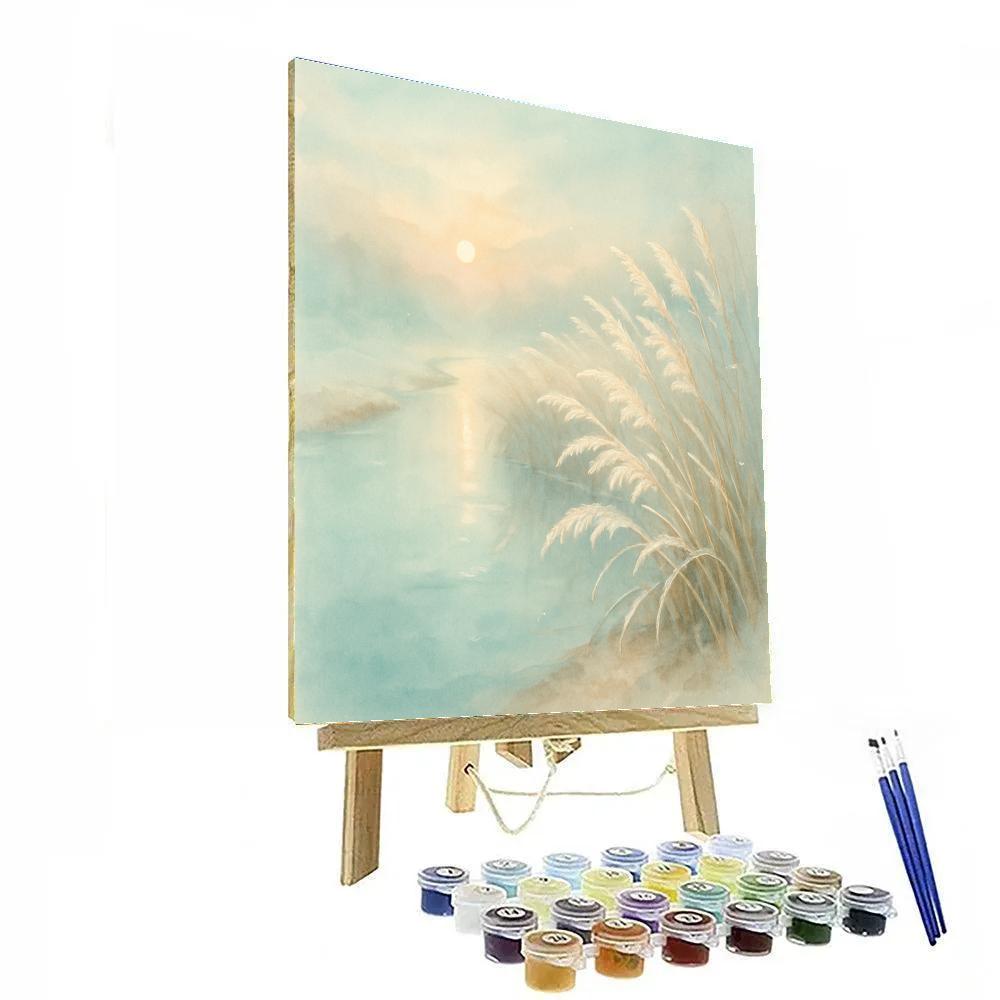 Frosted Reeds At Dawn On Quiet Marsh Lake Painting by numbers kit