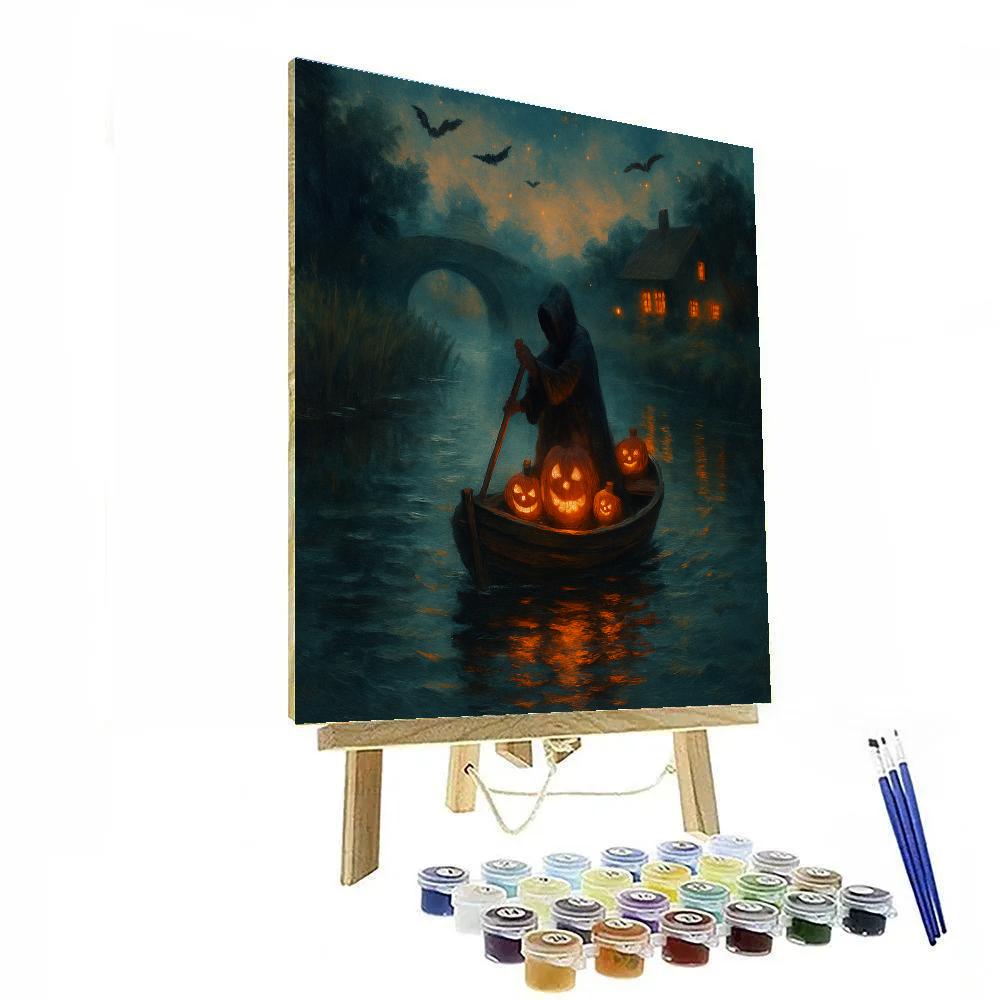 Enchanted Riverboat Of Jack O Lanterns Paint by numbers kits