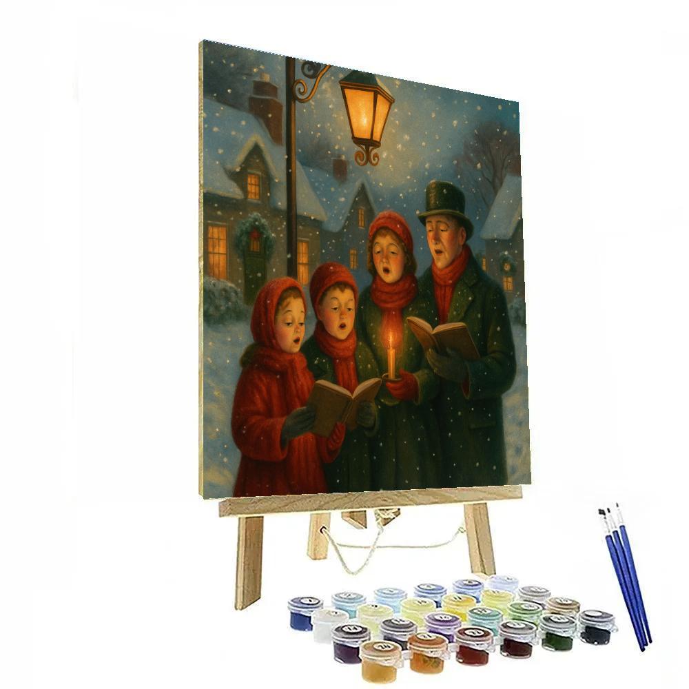 Midnight Carolers In Lantern Snow DIY paint by numbers